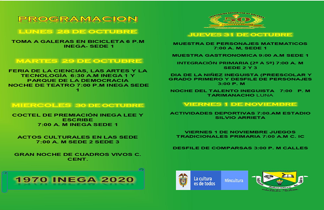  PROGRAMACIÓN DE LA SEMANA CULTURAL 2019